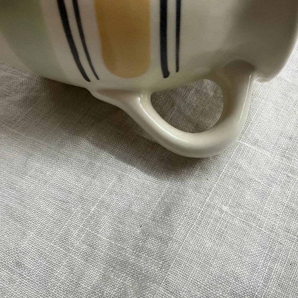 Pfaltzgraff Striped‎ Stoneware Pitcher Creamer Green Yellow Blue Mexico 4.5